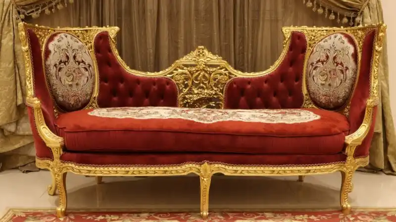 red and gold sofa