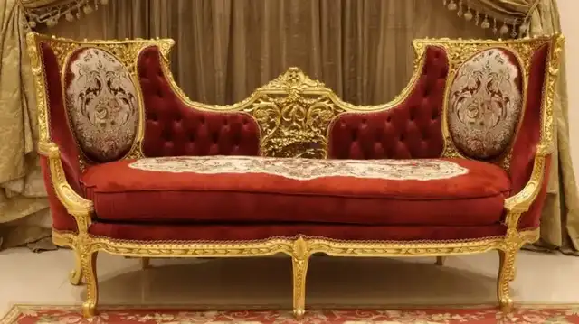 red and gold sofa